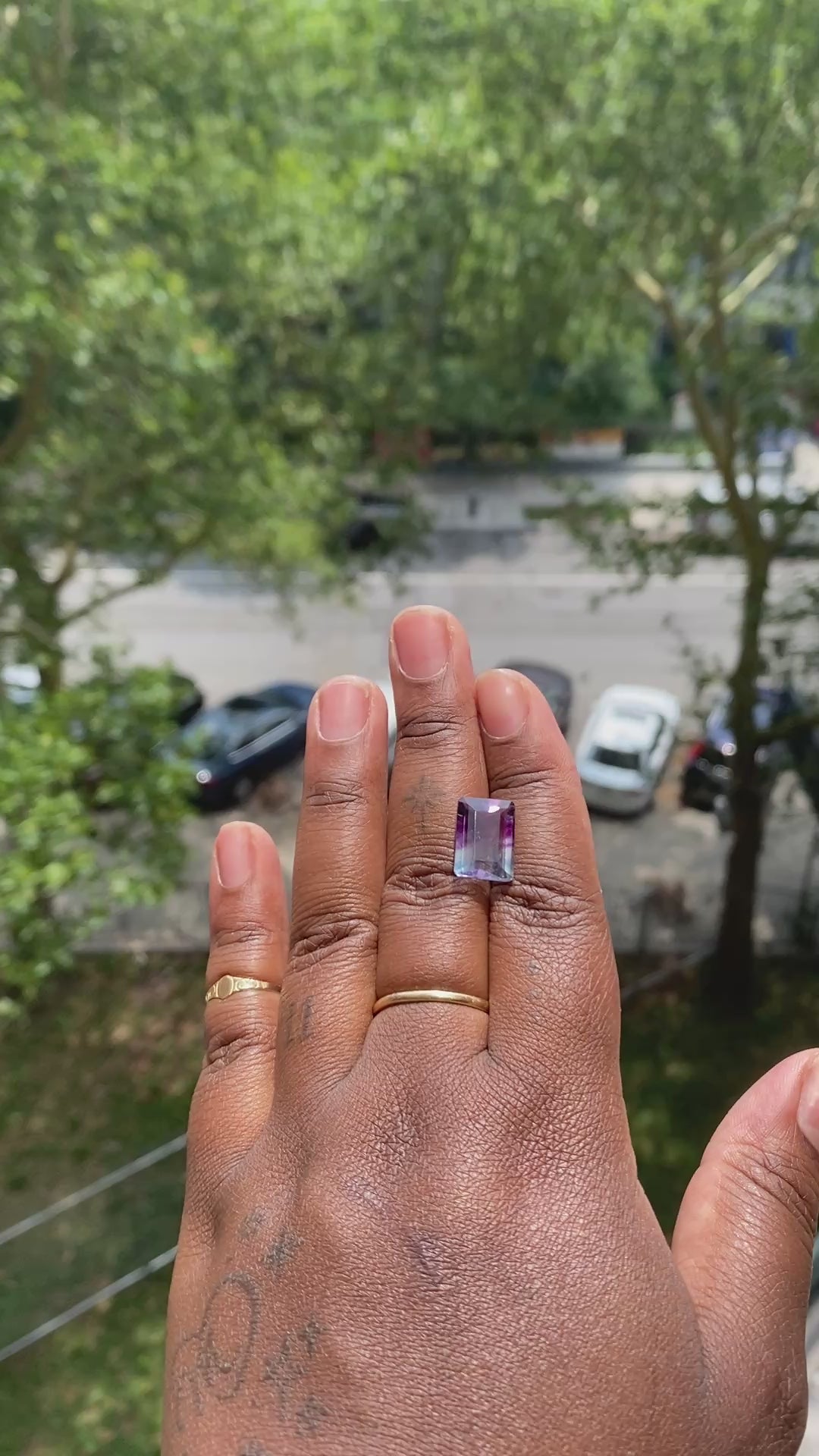 Emerald Cut Bi-Color Flourite